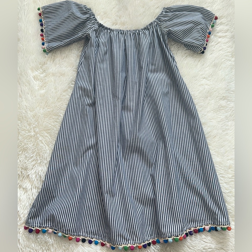 Forever 21 Gray Off-the-Shoulder Pom Pom Sleeve Dress